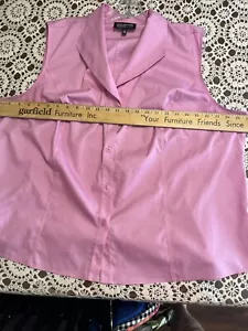 Jones New York collection platinum Plus sz 16W sleeveless blouse non iron Fr Blu - Picture 1 of 9