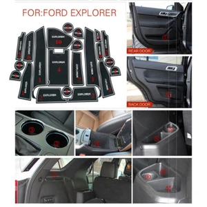 White Rubber Non-slip Inner Door Slot Pad Cup Mats fits Ford Explorer 2013-2015 - Picture 1 of 4