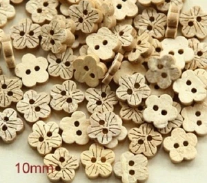 Pkg of 20 Coconut Shell 2-hole FLOWER Buttons 3/8" (10mm) Craft (639) - Picture 1 of 2