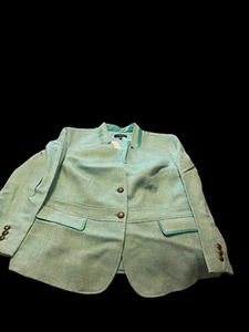 Chaqueta para mujer Talbots Petite Plus mezcla de lana aguamarina espiga 20 WP NUEVA CON ETIQUETAS - Imagen 1 de 10
