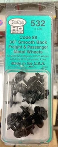 Kadee HO Scale Metal Wheelsets - #532 36" smooth-back Code-88 wheels (12 sets) - Picture 1 of 2
