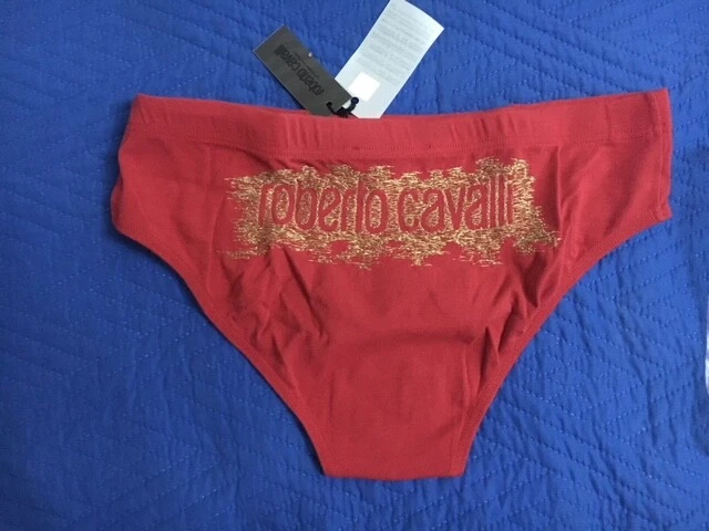 slip uomo roberto cavalli underwear slip's intimo rosso 48 SCRITTA ORO IDEA GIFT - Immagine 1 di 4