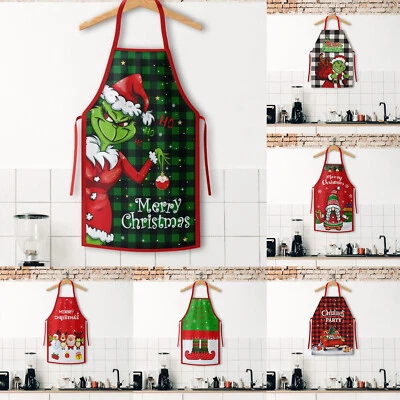 Santa Grinch Christmas Apron for Kitchen Dinner Cooking Baking Chef Unisex Size