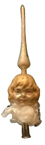 ANTIQUE! GERMAN GLASS FEATHER TREE TOP - ANGEL HEAD ON SPUN GLASS CLOUD - Picture 1 of 13