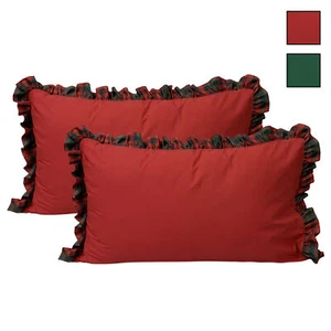 Coppia Federe natalizie Cortina in Tartan Maestri Cotonieri 2pz Natale 6502 - Picture 1 of 7