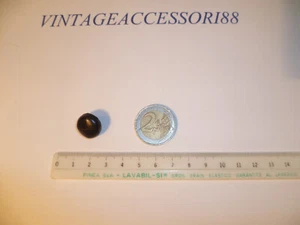 BOTTONE ECOPELLE MARRONE LUCIDO 1,5 CM INTRECCIATO BOMBATO X GIACCA CAPPOTTO - Foto 1 di 2