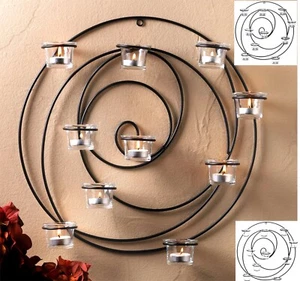 HYPNOTIC ROUND IRON CANDLE WALL SCONCE DECOR ** 10 Cups** NIB - Picture 1 of 12