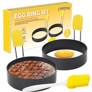 4 Inch Large Egg Rings for Frying Eggs, 2 Pack Stainless Steel Egg Cooking Ri... - Picture 1 of 3