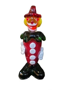 "Estatuilla de cristal soplada a mano de payaso circo de Murano vintage escultura de 7"" de alto" - Imagen 1 de 6