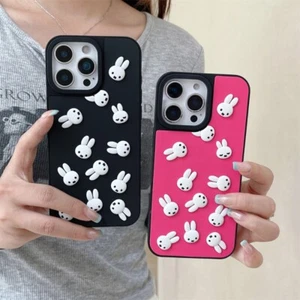 Cute 3D Bunny Silicone Case for iPhone 11 12 13 14 15 16 Pro Max Rabbit Cover - Picture 1 of 15