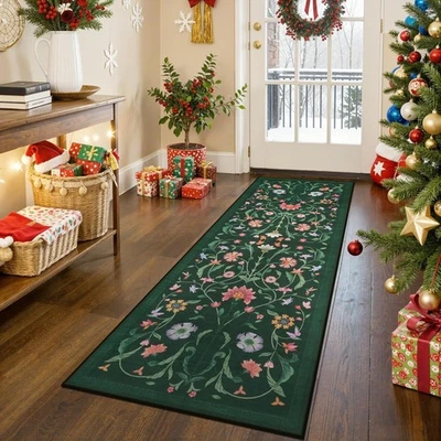 Кухонные дорожки LIVEBOX — богемные цветочные дорожки 2x6 для прихожих, нескользящая стирка - Изображение 1 из 4