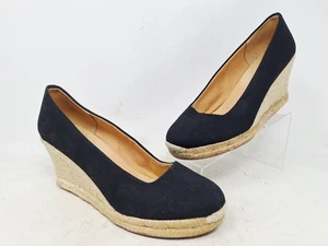 J. Zapatos de tacón de cuña alpargata de lona negra Crew para mujer talla 9 - Imagen 1 de 18