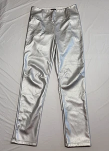 Chocolate Womens Pants Metallic Silver Size Large Pull On Faux Suede Knit Lined - Picture 1 of 15