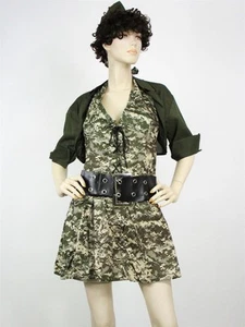 Sexy Army Girl Military Soldier Adult Women Costume Camo Dress Uniform Medium M - Picture 1 of 9