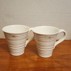 Sophie Conran Portmeiron White Grooved Porcelain Mugs (Set of 2) Brand NEW - Foto 1 di 10