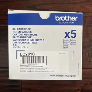 New Genuine Brother LC201 Cyan Ink Cartridges MFC-J460DW 5 Pack New Sealed - Picture 1 of 3