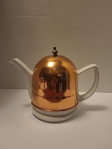 Vintage Baker Hart & Stuart White Porcelain Teapot With Removable Copper Cover - Picture 1 of 14