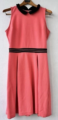 Elle Dress Retro Colorful Salmon Black Small Women’s Tradwife Summer - Image 1 of 3