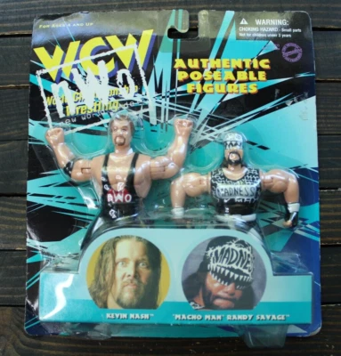 Figura de acción Macho Man Randy Savage + Kevin Nash sin usar, en caja WCW WWF WWE (1997) NUEVA SIN ETIQUETAS Foto 1 de 4