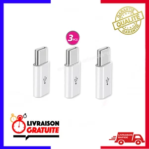 Lot x3 Adaptateur USB 3.1 Type C Male vers Prise Femelle Micro USB pour Huawei - Photo 1 sur 3