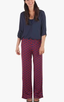  Women's Mud Pie Harlow Navy Print Palazzo Pants, size small - Image 1 of 4