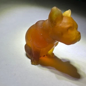 Antique CZECH Glass Dark Amber Bull Dog Cracker Jack Charm Rare 3 mm - Picture 1 of 13