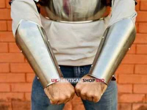 Caballero Medieval Brazaletes Elfo Acero Fantasía Guerrero Vambraces Larp Brazo Armadura - Imagen 1 de 5