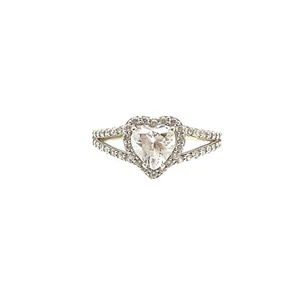 Simulierter Diamant Damen Heiligenschein Ehering 14K Weißgold - Bild 1 von 3