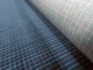 Blue gridded VELOUR FABRIC 54" WIDE, upholstery, costume, apparel, 2 yards - Picture 1 of 6