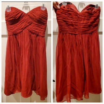 Vestido Sin Tirantes Seda Acanalado Talla 6 Cuello Corazón Boda Fiesta Formal HOCO Foto 1 de 4