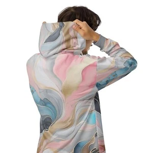Mens Full Zip Graphic Hoodie - Marble Cloud of Grey Pink Blue 82395 - Picture 1 of 18