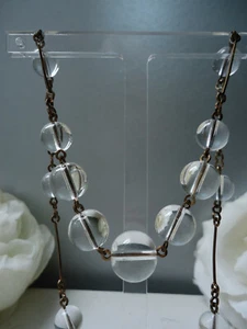 Vintage Deco Stunning Pools of Light Rock Crystal 24" 60cm Gilt Chain Necklace - Picture 1 of 13