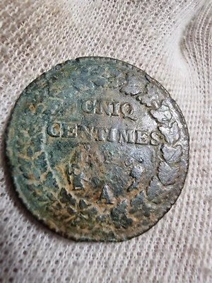 Cinq Centimes Dupré L'an 5 A variété CNIQ Rare - Photo 1/3