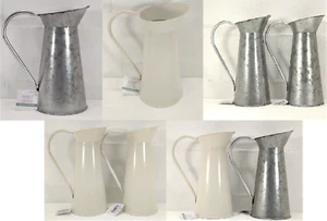 9 Zoll dekorative verzinkte oder cremeweiße Krugvase rustikales Distressed Bauernhaus - Bild 1 von 61