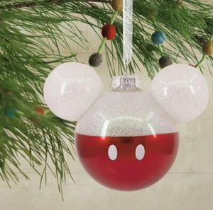 Hallmark Disney - ORNAMENTO DE ÁRBOL DE NAVIDAD DE VIDRIO MICKEY MOUSE - Rojo/Blanco - NUEVO EN CAJA - Imagen 1 de 5