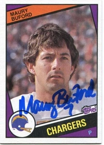 Maury Buford signierte San Diego Charger 1984 Topps Rookie Karte #177 Bears SB X X - Bild 1 von 3