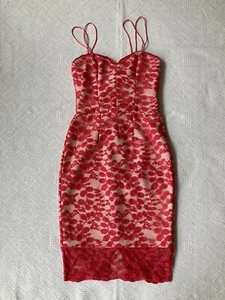 Lipsy Kardashian Strap Dress, Coral, White xs 6 Bodycon Celeb, Lace, Knee Length - Picture 1 of 9