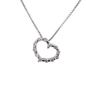 Pascal of France 18ct White Gold 0.35ct Diamond Set Heart Pendant on 16'' Chain - Picture 1 of 4