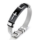 Unisex Men Womens Stainless Steel Wire Chain Silicone ID Bracelet Silver 8.5"