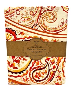 Maison d' Hermine Palatial Paisley 69" Round Tablecloth 100% Cotton Orange - Picture 1 of 6