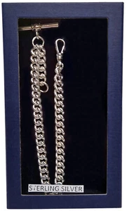 Jean Pierre Sterling Silver Single Albert T Bar Pocket Watch Chain (alb013) - Picture 1 of 2