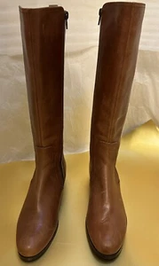 Vaneli Tall Size 8M Pre-loved Side Zip Stretch Panels Rebel Leather Riding Boot - Picture 1 of 6