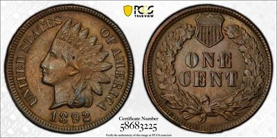 1892 1C Indian Head Cent PCGS Genuine Filed Rims UNC Detail - Image 1 of 3