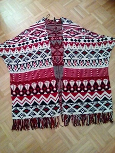 *H&M Poncho Cape Indianer Navajo Muster Baumwolle Oversize Gr.M 40-42-44*Neu* - Bild 1 von 3