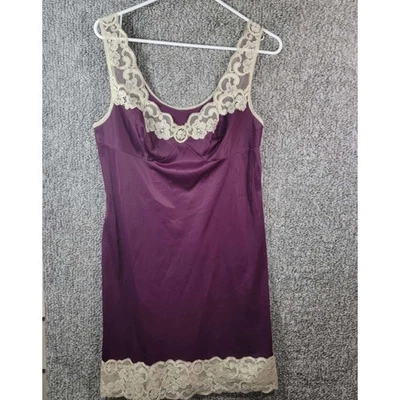 Vanity Fair Vintage Purple Lace Trimmed Nylon Slip Dress Size 36 - Image 1 of 4