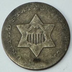 No Date Silver Three-Cent Piece Trime 3c Old US Silver Coin P202 - Picture 1 of 2