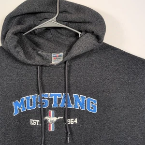 Ford Mustang Hoodie Herren XL grau Jerzees NuBlend weiche Kapuze Grafik blau - Bild 1 von 7