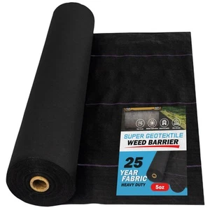 Professional 5oz Geotextile Weed Barrier Fabric - Heavy Duty Landscape Fabric... - Picture 1 of 8