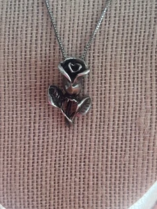 Vintage Sterling Rosebud Pendent necklace  - Picture 1 of 5