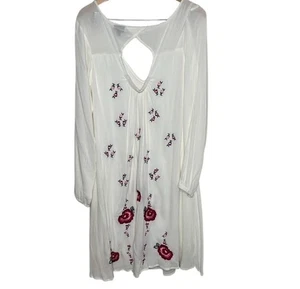 New Torrid Ivory Embroidered Floral Gauze Long Sleeve Dress Women Size 0 / L - Picture 1 of 6